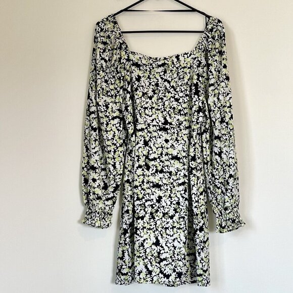 NWT Vero Moda Chaddie Ditsy Floral Boho Long Sleeve Ruched Mini Dress - XL - Picture 8 of 10